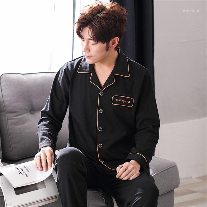 

Lapel pajamas men's spring and autumn cotton long-sleeved cardigan plus size home service suit bath robe men kimono hombre1, Style 3