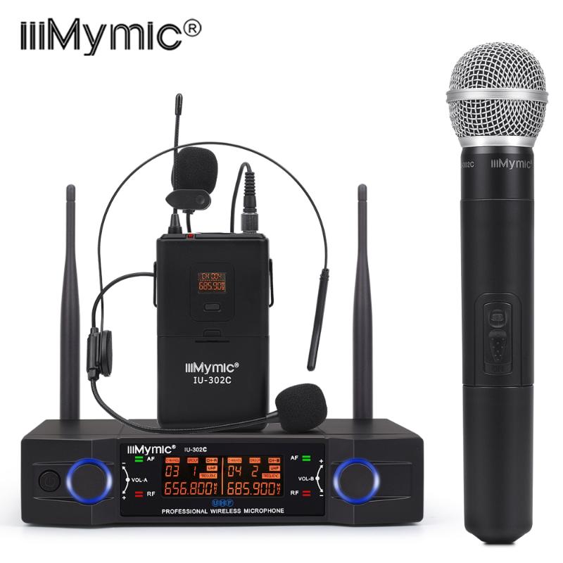 

II-302 series UHF dual channel wireless mic set handheld/bodypack for home/company/show auto easy for using