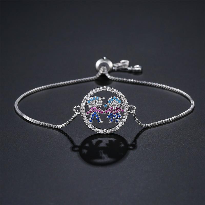 

NEWBUY Lovely Boy & Girl Charm Bracelets For Women Girl Fashion Wedding Jewelry + CZ Bracelet Promise Gift