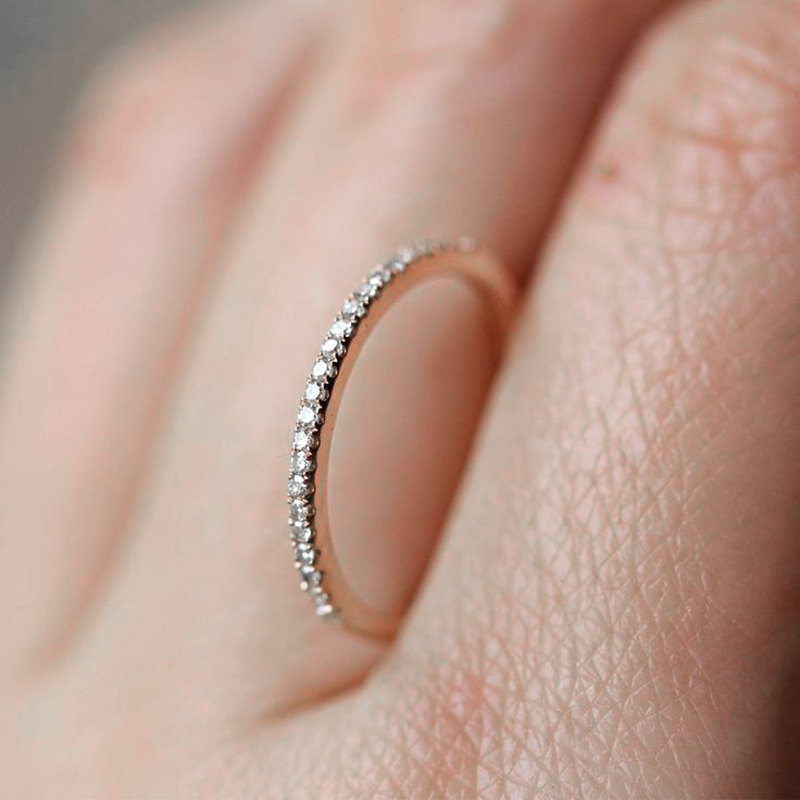 

Micro Pave Cubic Zirconia Wedding/Engagement Rings White/Rose Gold Color Fashion Brand Crystal Ring Jewelry For Women DFR133
