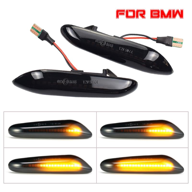 

2pcs LED Side Wing Marker Dynamic Turn Signal Blinker Startup Breath Light For E60 E61 E90 E91 E92 E93 E81 E82 E88 E46 X3 X1, As pic
