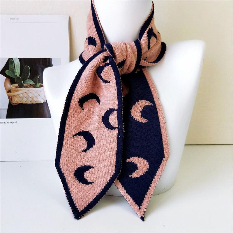 

2020 Winter Polka Dot Moon Stripes Design Knitted Scarf Women Men Knit Skinny Neck Warmer Collar Scarfs Bufandas Invierno Mujer
