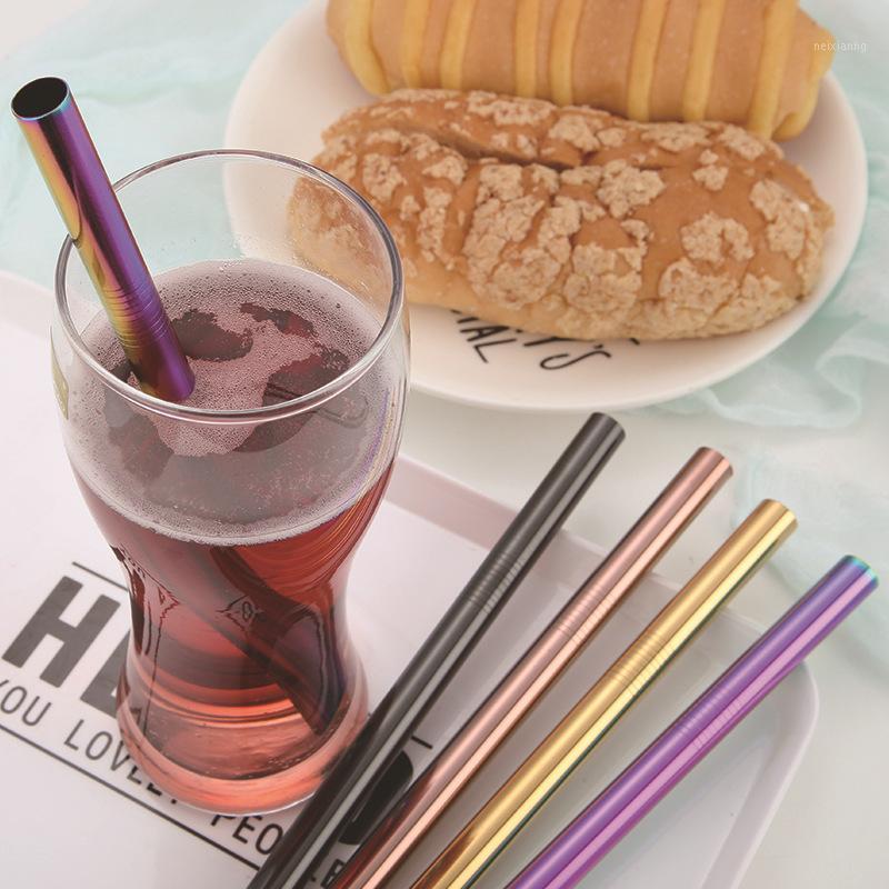 

100pcs 12mmx215mm Stainless Steel Drinking Straw Wide Long Reusable Fat Metal Smoothie Straws1