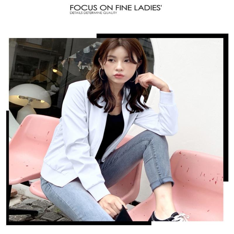 

Autumn Women baseball jacket Female Print Long Sleeve Zipper Top Coat Biker Casual Short Outwear, Black