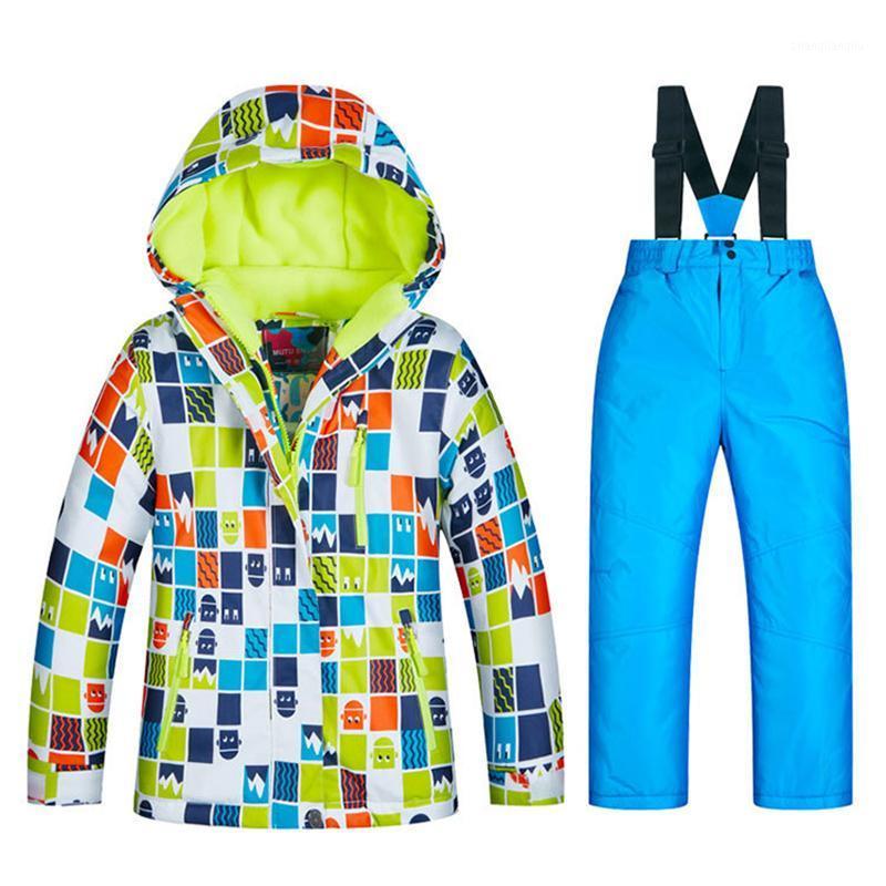 

High Quality Kids Ski Suit Children Windproof Waterproof Colorful for Boy Snowboard Snow Jacket and Pants Winter Dress1, B3 blue
