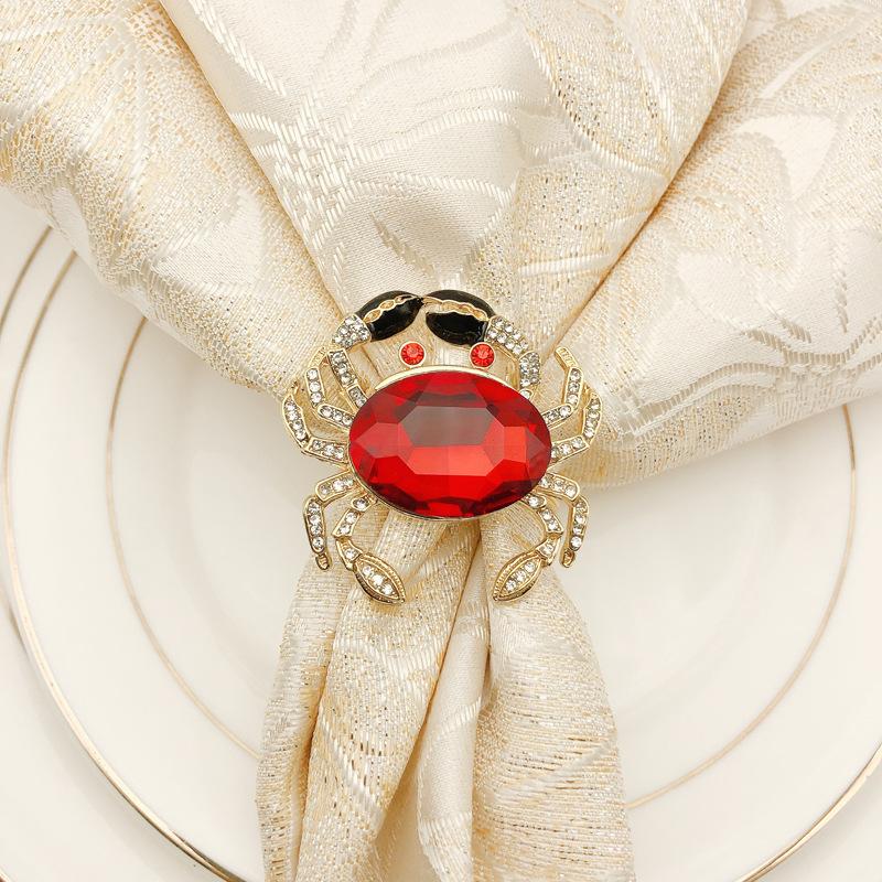 

24pcs red alloy crystal crab napkin ring napkin ring buckle cloth hotel wedding western restaurant decoration