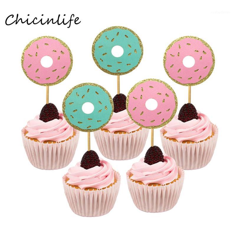 

Chicinlife 10pcs Donut Cupcake Topper Baby Shower Birthday Wediing Party Decoration doughnut Party Supplies1