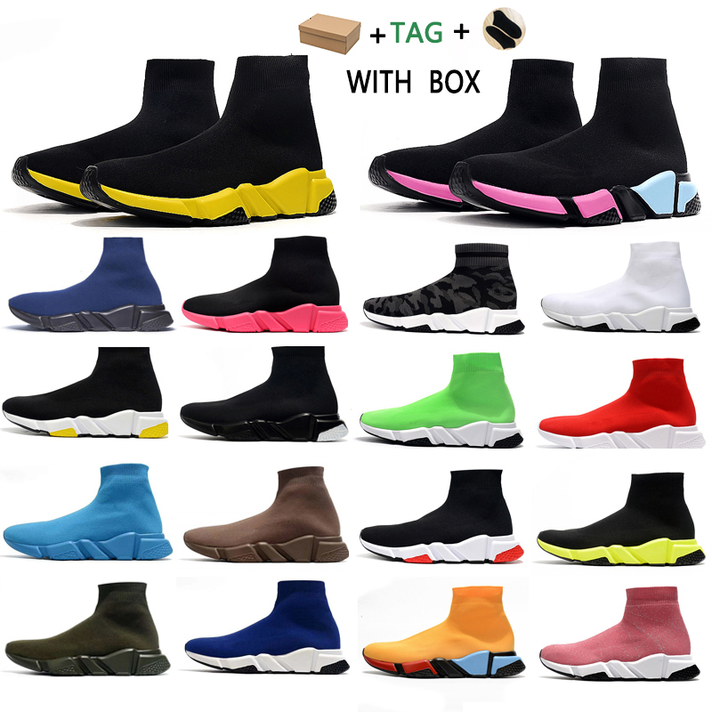 

[With box]2021 designer sock sports shoes speed 1.0 2.0 trainers luxury womens men runners trainer sneakers Sneaker fashion socks boots platform clearsole fluo size 36-45