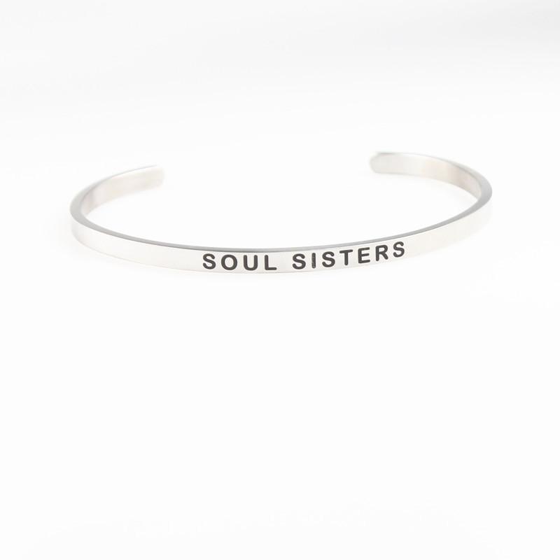 

SOUL SISTER Mantra Bracelets for Women Gift Stainless Steel Bangles Inspirational Jewelry1