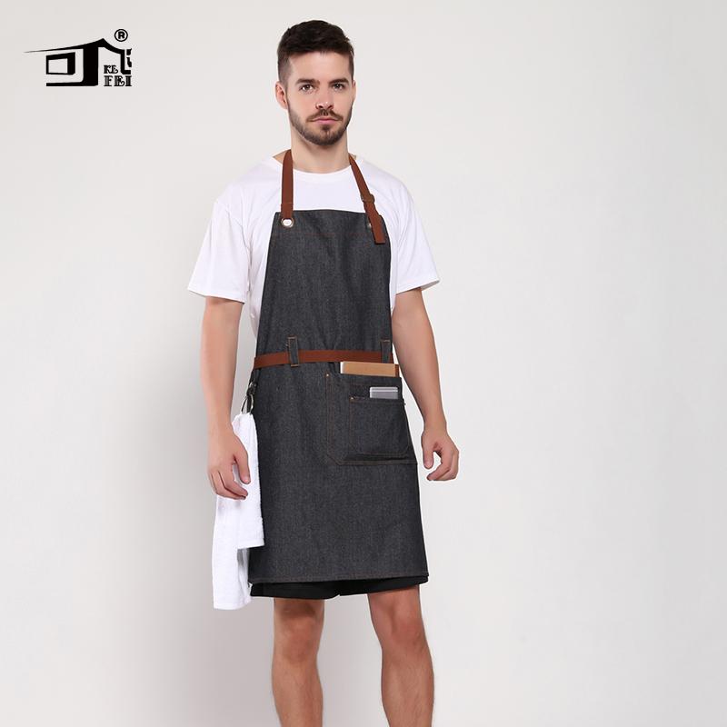 

Original KEFEI Amazon Apron Cotton Denim Restaurant Apron with Belt Work Butchers Waiter Aprons for Woman