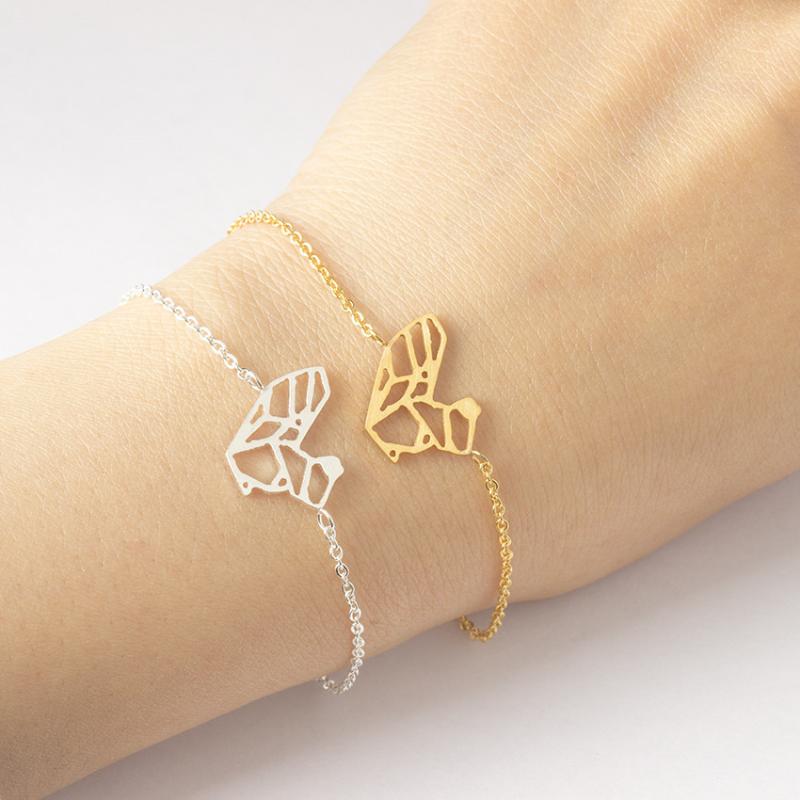 

Charm Bracelets Handmade Origami Squirrel Bracelet For Women BFF Jewelry Gold Silver Color Chain Pulseira Cute Animal Tattoo Hand Link