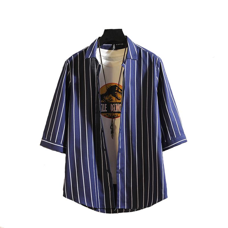 

Casual Stripe Short Sleeve Shirt Men Street Fashion Short Sleeve Shirts Mens, Gray