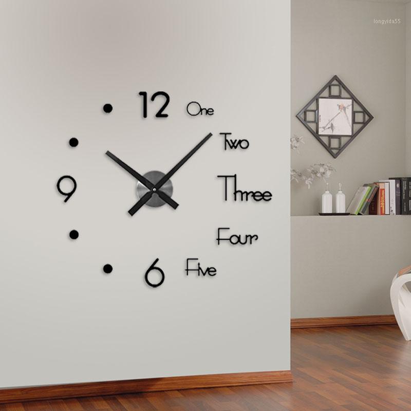 

3D wall sticker wall clock bedroom decoration 3D living room sticker battery free room decoration clock1