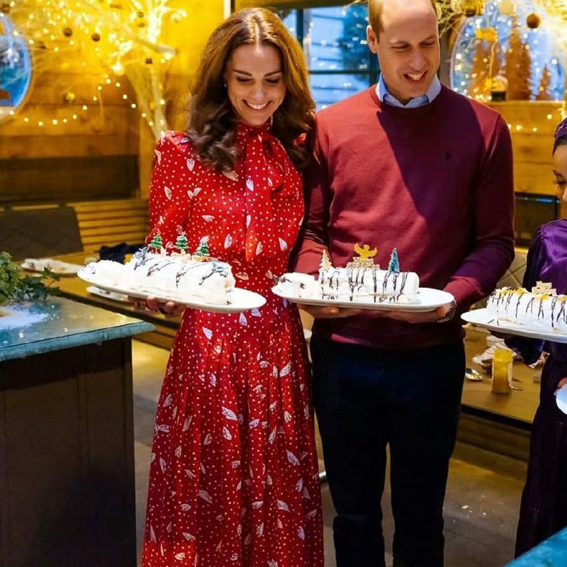 

Kate Middleton Bow Bohemia Long Impression Thin Female Temperament Dress Red 2021 Spring Summer New Style High Quality Hkc2