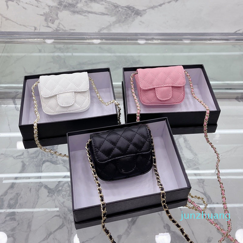

Designer- Calfskin Caviar Womens Tiny Vanity Crossbody Bags Genuine Leather Quilted Matelasse Shoulder Mini Purse, Black