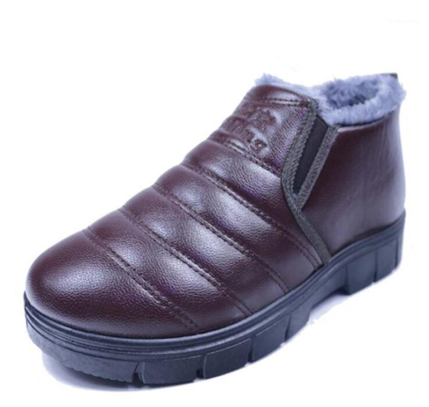 

New Hot Sale Winter Men's Cotton Shoes Plus Velvet Thick Leather Shoes Waterproof Warm Thick-soled Cotton Boots Men's1, Black