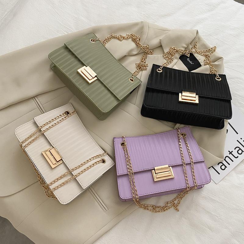 

Foreign style women's small bag 2021 new fashion summer versatile chain single shoulder square bag net red texture messenger, Black