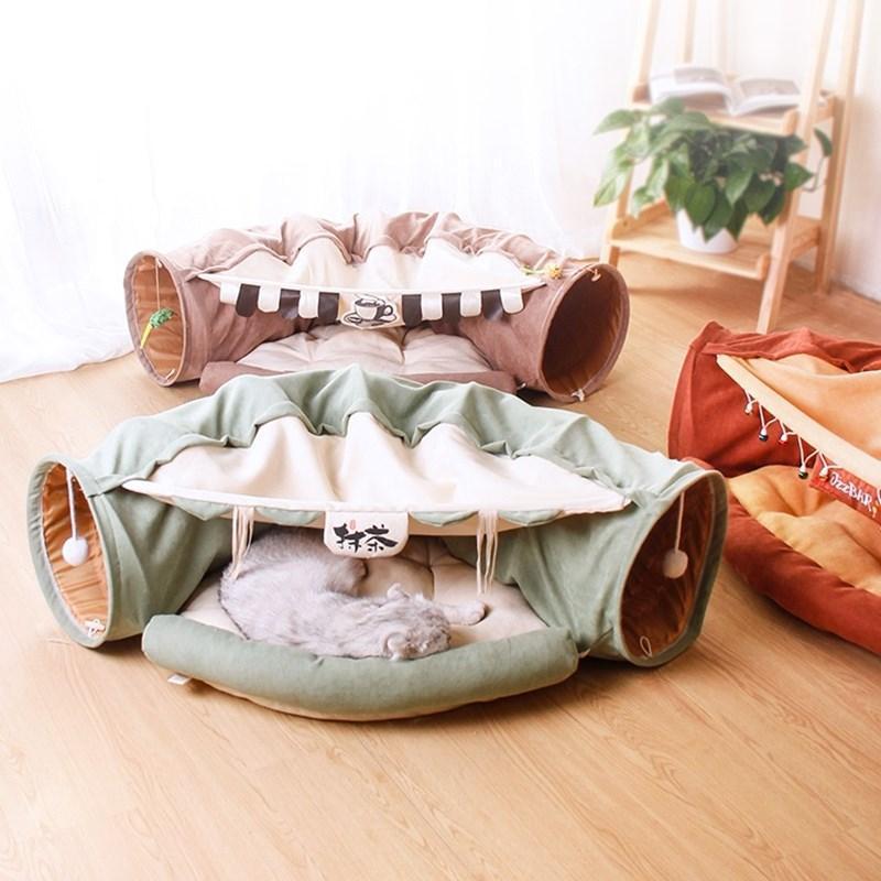 

Cat Tunnel Cat Bed Channel Totoro Nest All Seasons Villa Toy Puzzle Bed House Beds Accessories1