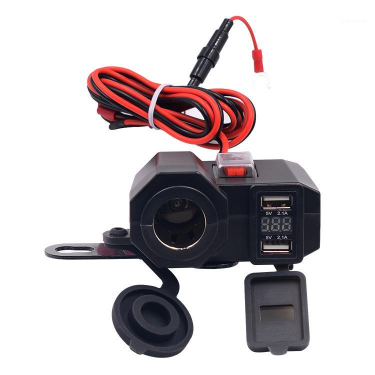 

Waterproof Dual USB Motorcycle Cigarette Lighter Socket Outlet Scooter ATV 12V Adapter Splitter Power Port LED Voltage Display 41, As pic