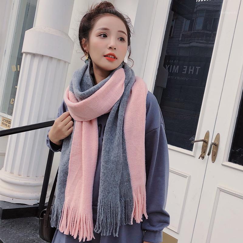 

Women Solid Color Cashmere Scarves with Tassel 2020 Autumn New Soft Warm Lady Girls Wraps Long Scarf Female Shawl Men Scarf1