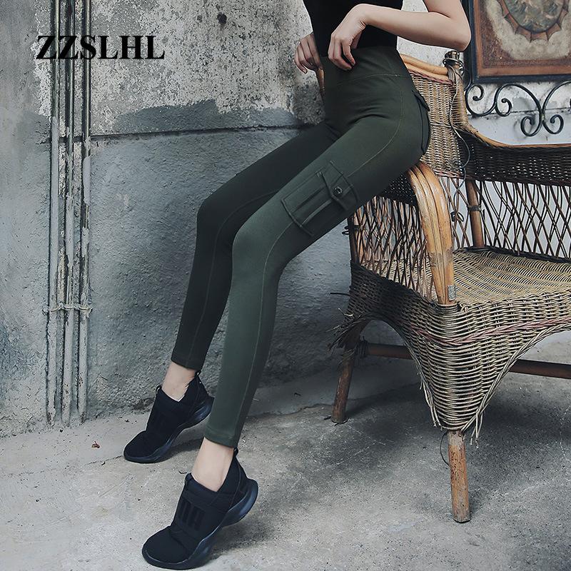 

Solid Female Elastic Yoga Pants With Pocket Tight Shockproof Gym Full Length Fitness Sports Running Beauty Hip Pants Leggings, Black
