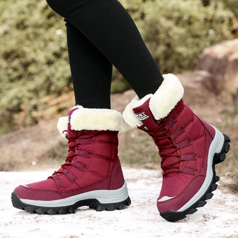 

Woen's WinterPlush Lining Cozy Luminous Mid-Calf Rubber Sole Lace-up Casual Shoes Lace Black Hiking ShoesWomen's Shoes SnowBoots