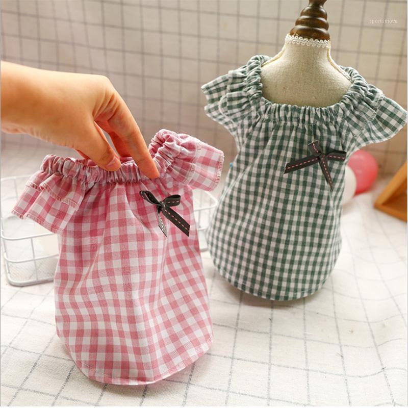 

Dog Clothes Puppy Teddy Bichon Dress Butterfly Grid Shirt For Small Medium Dogs Cats Spring Summer Cute Short Sleeve Blouse Pet1, Green