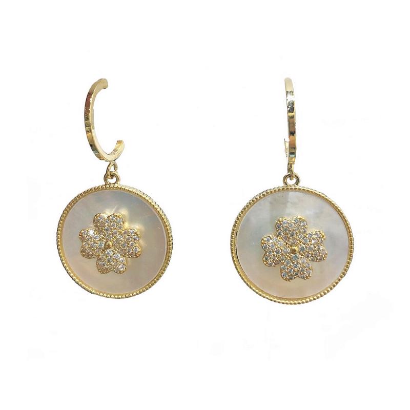 

Dangle & Chandelier 2021 High Quality Gold Four-Leaf Clover Earrings Jewelry Copper Shell Party Gift
