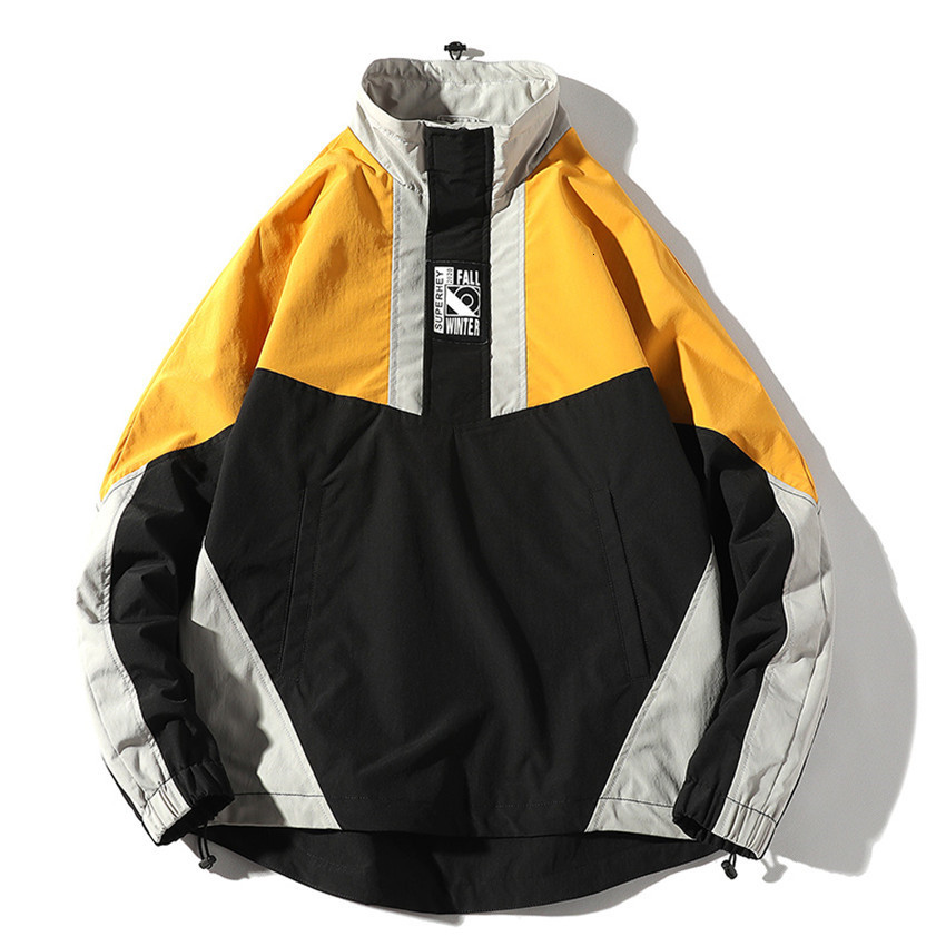 

2021 New Fashion Spring Men Steetwear Zipper Patchwork Harajuku Windbreaker Baseball Coats Streetwear Clothing FX4S, Red