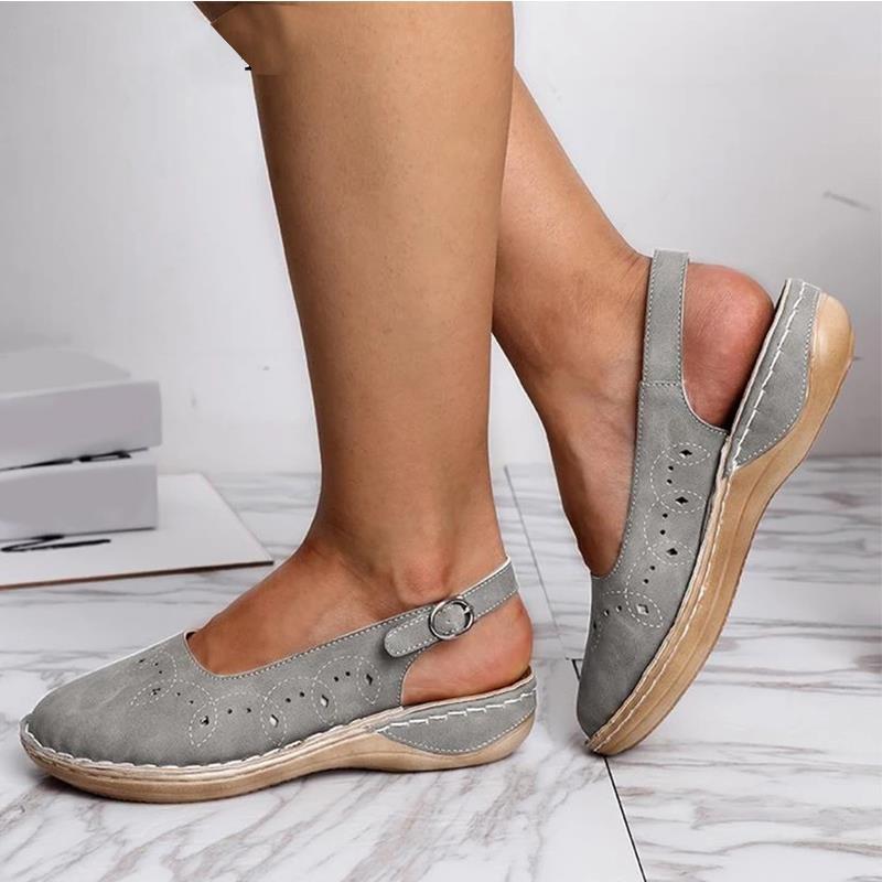 

Women's Summer Sandals Buckle Flat Shoes Ladies Solid Sewing Hollow Out Platform Female Casual Comfortable Woman Shoes, Black