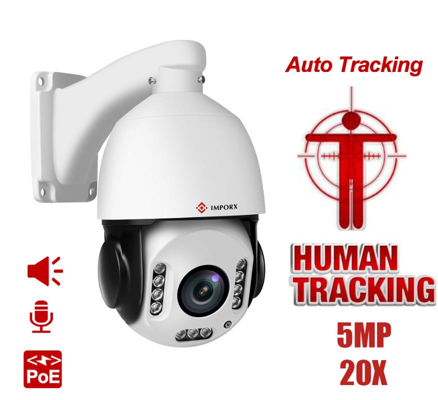 

5MP 20X Optical Zoom POE AI Humanoid Recognition Auto Tracking Speed Dome PTZ IP Camera Two Way Audio ONVIF H.265 Support SD