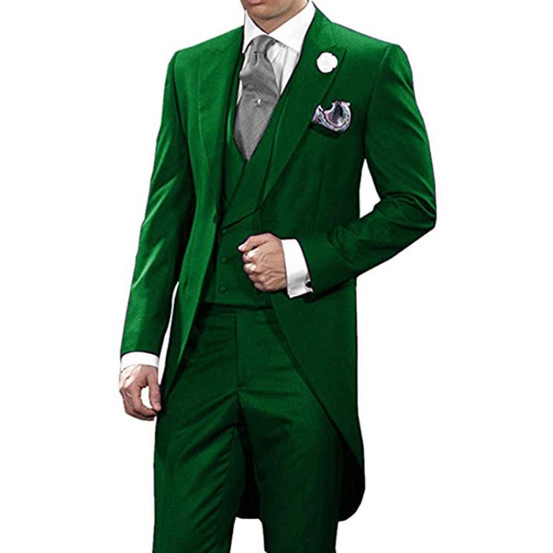 

Auriparus flaviceps Green Handsome Tailcoat 3 Pieces Morning Suits Groom Tuxedos Groomsman Suit Custom Made Man Suit, Black