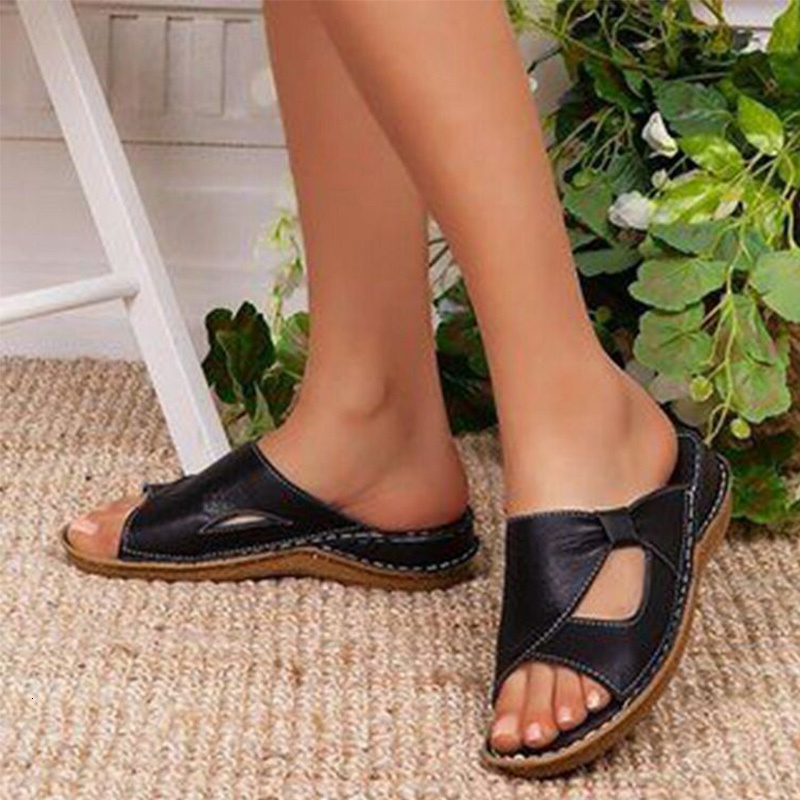 

2021 New Luxury Slippers Hollow Women's Shoes Seam Flats Slides Soft Flip Flop Sandals Size 49IL 49IL, Black