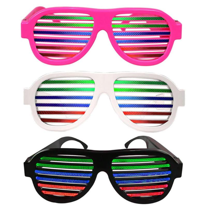 

Fashion Sunglasses Frames Light Up Disco Glasses React To Sound Music Rechargeable Shutter Shades Rave LED Party Glow In The Dark