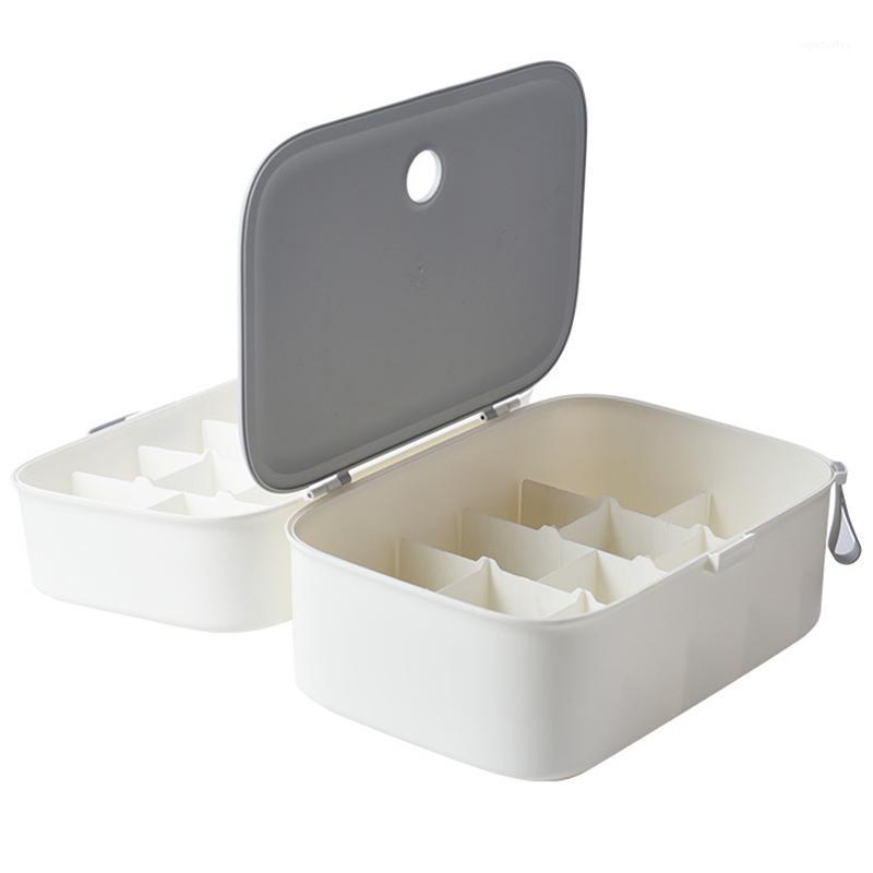 

1PCS Durable Stackable Compartment Wardrobe Socks Box Household Plastic Box Travel Underwear Storage1