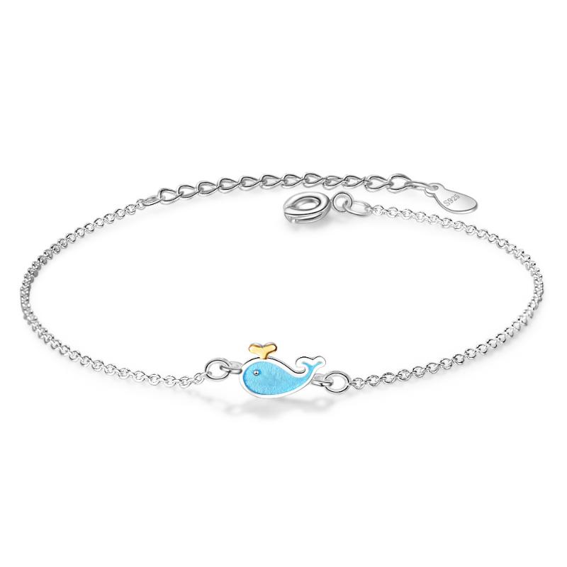 

Silver Plated Elegant Blue Whale Animal Ladies Bracelets Jewelry Women Short Choker Charms Chains Never Fade Gift