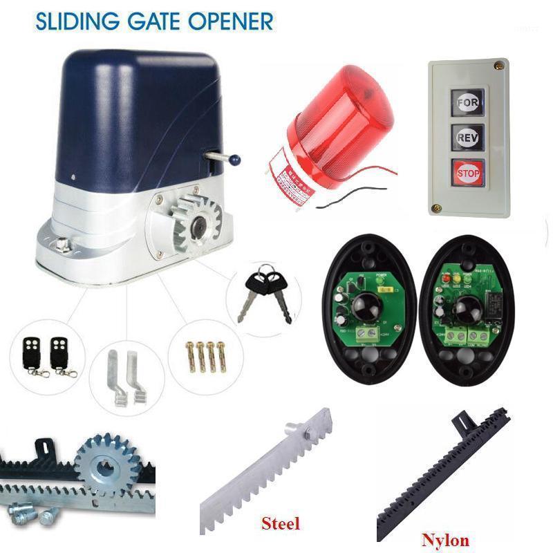 

1200kgs Electric Steel Sliding Gate Motors 2 remote control gate opener with 5m 15ft racks flashing lamp push button photocell1