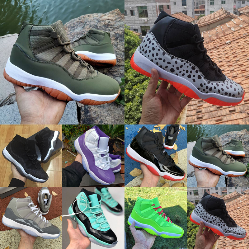 

5A Cool Grey High 11 11s Outdoor shoes bred 25th Anniversary concord 45 space jam Men Women Trainers low legend blue Medium Olive Designer, As shown 8