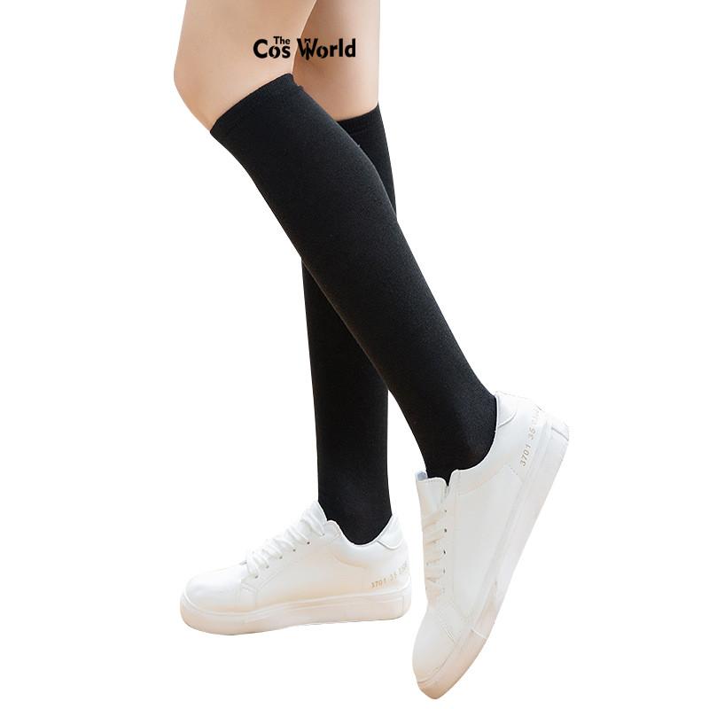 

4 Colors Spring Autumn Girls Solid Color Mid-calf Knee-High Stockings Medium Socks For JK School Uniform Student Clothes