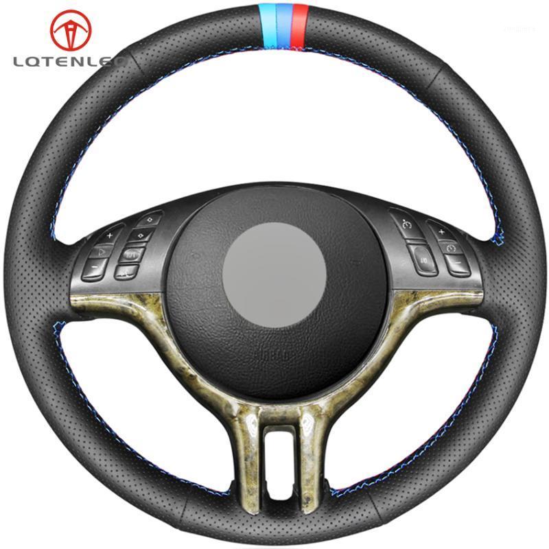 

LQTENLEO Black Genuine Leather Car Steering Wheel Cover For 3 Series E46 2000-2006 5 Series E39 2000-2003 E53 X5 Z3 E36 20001