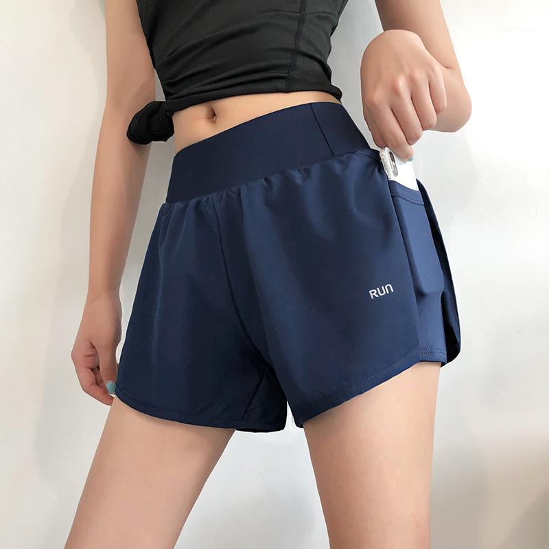 

Sports Shorts Women Yoga Pants High-Waist Fitness Loose Casual Wear Running Quick-Drying Pocket Training 2 In 1 Running Shorts1