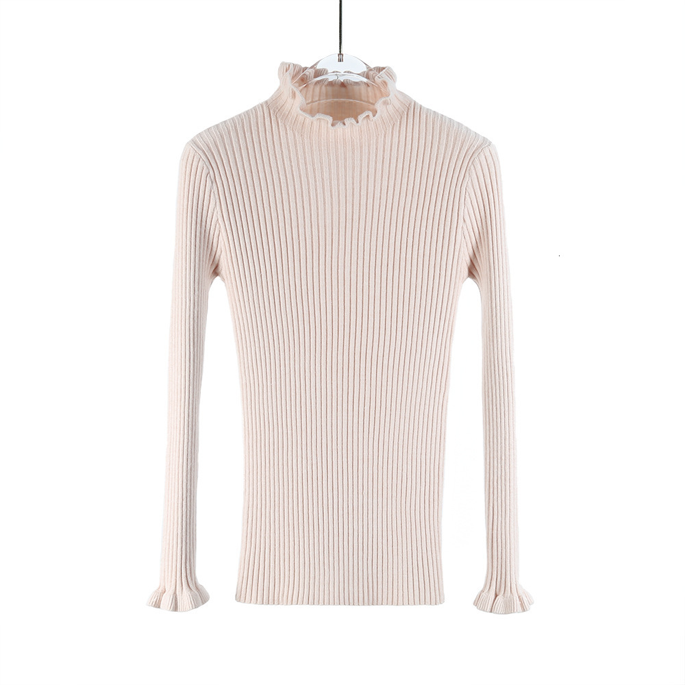 

2021 New Beading Autumn Winter Thick Pullovers Women Long Sleeve Casual Turtleneck Warm Cute Sweater Knit Jumpers Top V6my, Apricot