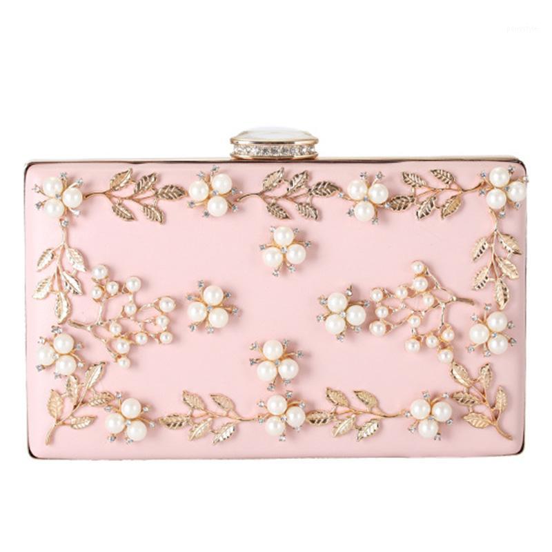 

Evening Bag Flower Imitation Pearls Wedding Party Dinner Purse Crossbody Shoulder Mini Bag Best Sale-WT1, Black