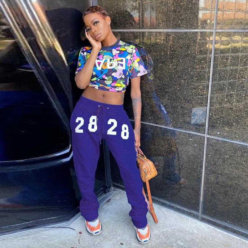 

Number Graphic Stacked Sweatpants Women Drawstring Flare Pants Stretch Trousers Streetwear Female Joggers 2021, Black