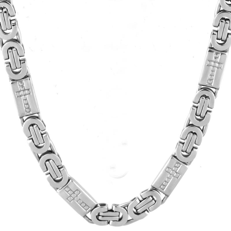

8mm High Quality Stainless Steel Silver Color Cross Flat Byzantine Link Chain Men's Necklace Or Bracelet 7-40" Handmade Jewelry