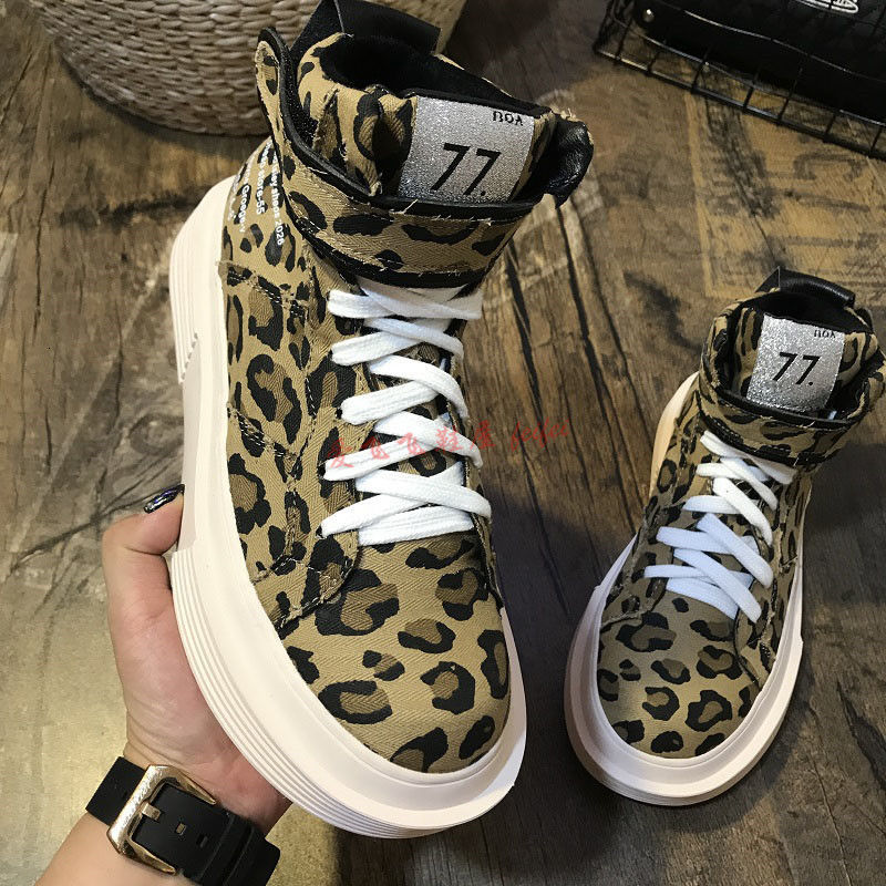

2021 Hot Shoes 22-24.5 in Printed Leopard Length Buckle Flat Women's Fashionable High-top 8HBN