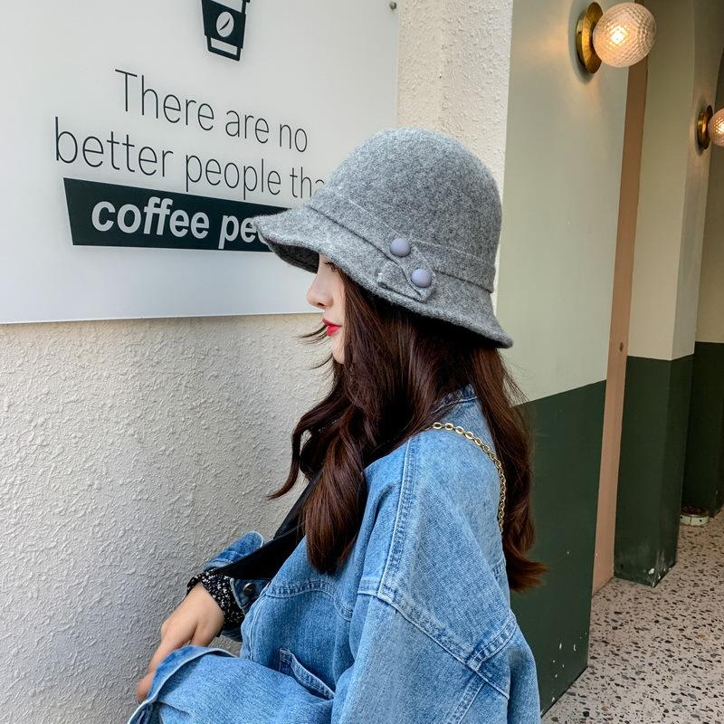 

Wool Blend Women Bucket Hat Fashion Cotton Two Side Wearing Bob Hat Chapeau Wholesale Fishermen Cap UV protection Visor Hats, Black