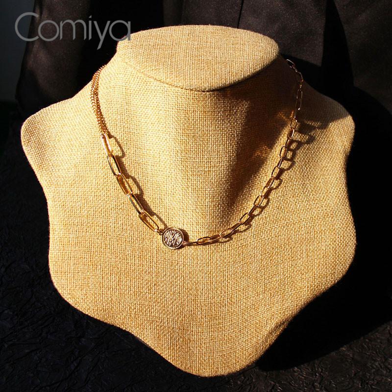 

Comiya Brand Necklace For Women Gold Color Zinc Alloy Round Shape Pendant Koran Bijoux Collare Statement Necklaces Jewelry