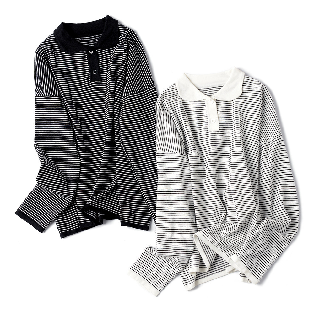 

2021 New Casual Spring Autumn Thin Oversize Stripe Pullovers Women Basic Loose Square Neck Cashmere Sweater Female Knit Jumper 23lt, Black