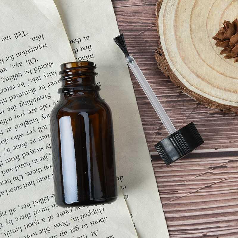 

15/20/30ML Brown Glass Bottle Empty Frost Bottle Nail Polish Essential Oil Container With Brush Cap1